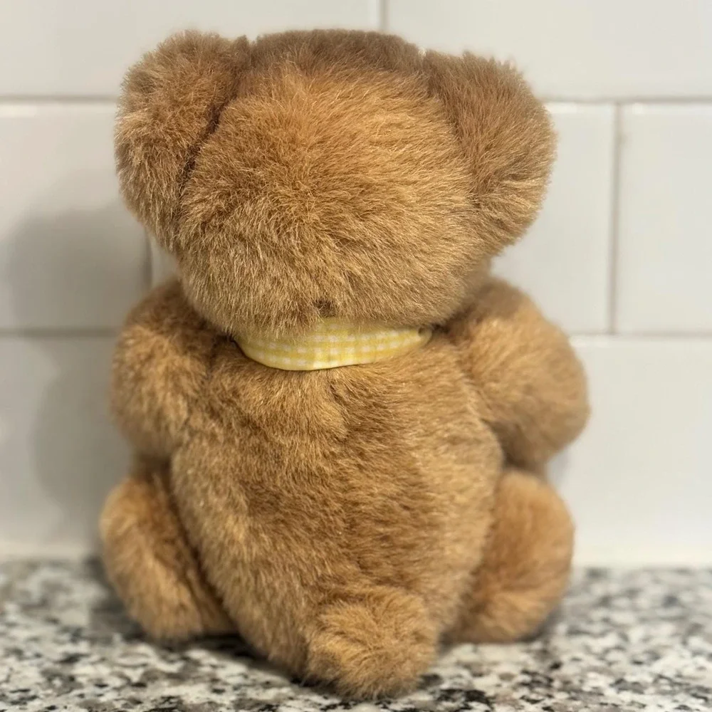 Carter's Prestige Teddy Bear Yellow Gingham‎ Rattle 1990s Vintage